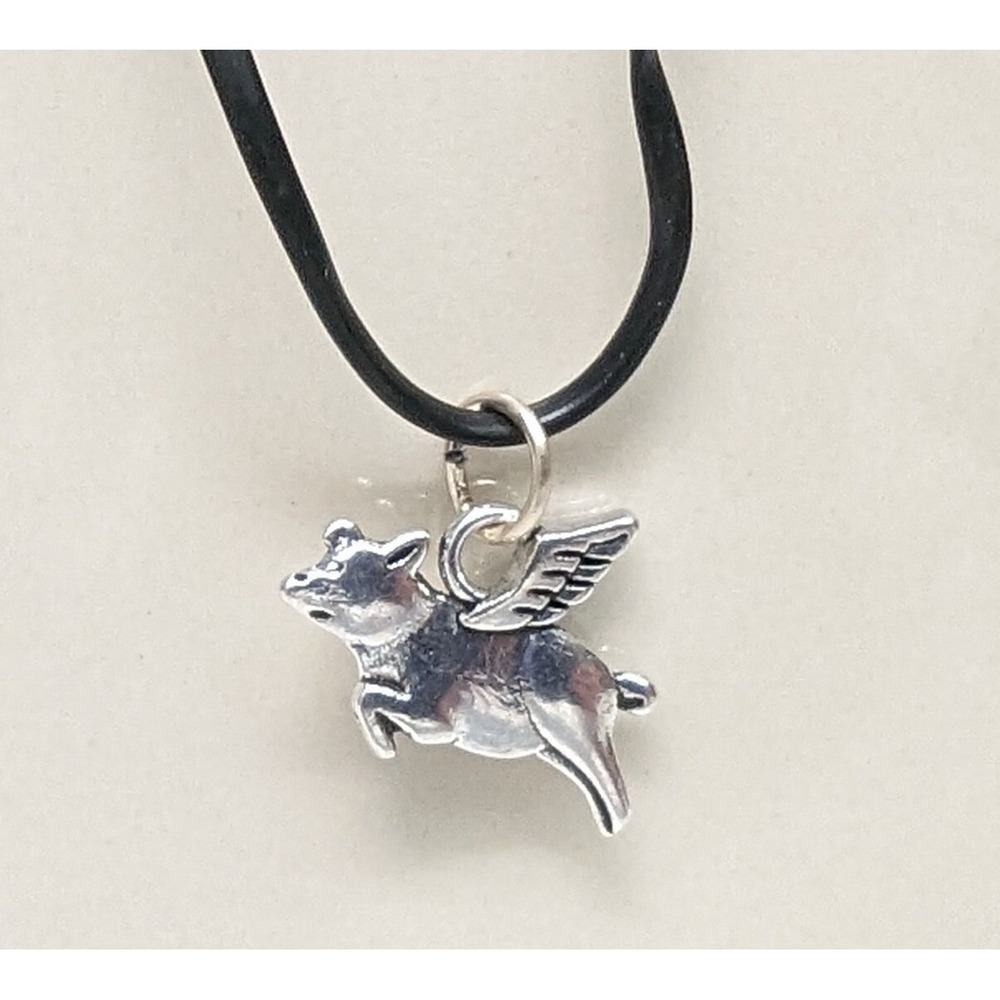 Silver Tone Flying Pig with Wings Charm Pendant When Pigs Fly NEW Piggie Swine